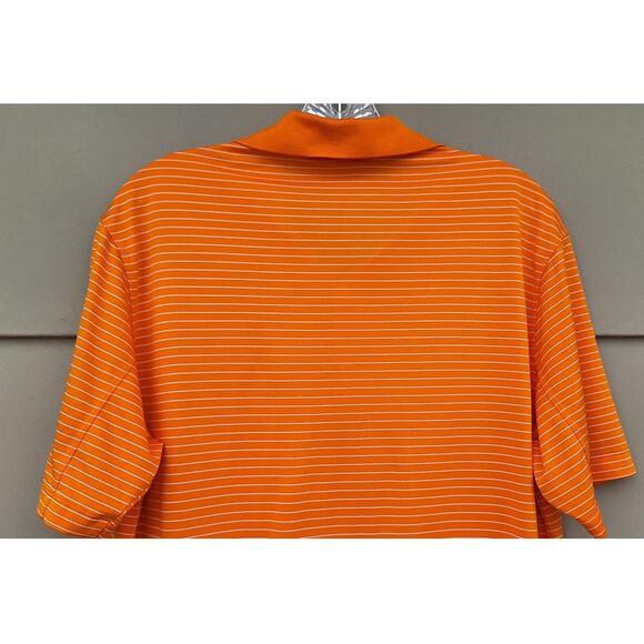 Nike Golf Men's Polo Shirt Tour Performance Orange White Stripes Size M Vacation - Picture 5 of 9